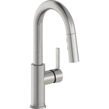 ELKAY Avado Single Hole Bar Faucet, Pull-down Spray, Lustrous Steel LKAV3032LS